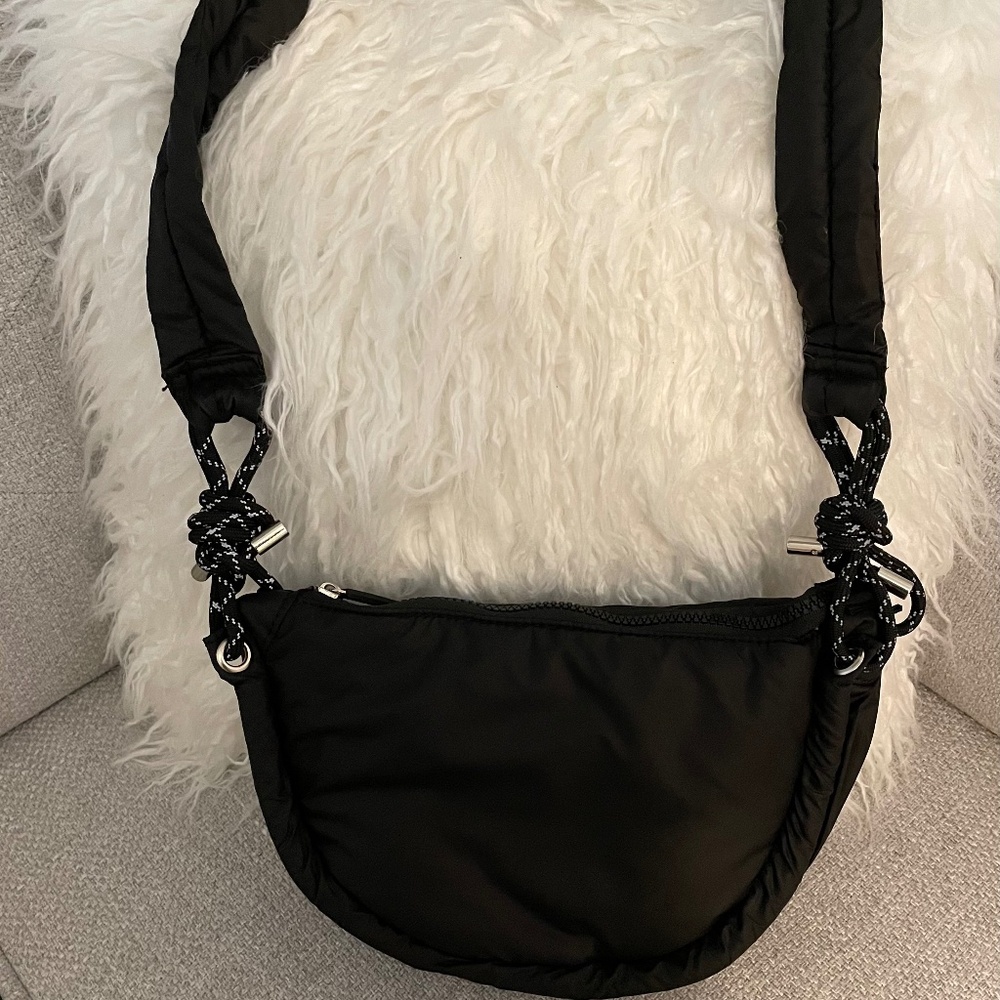 Mercer & Madison Black Crossbody with Pink Lining